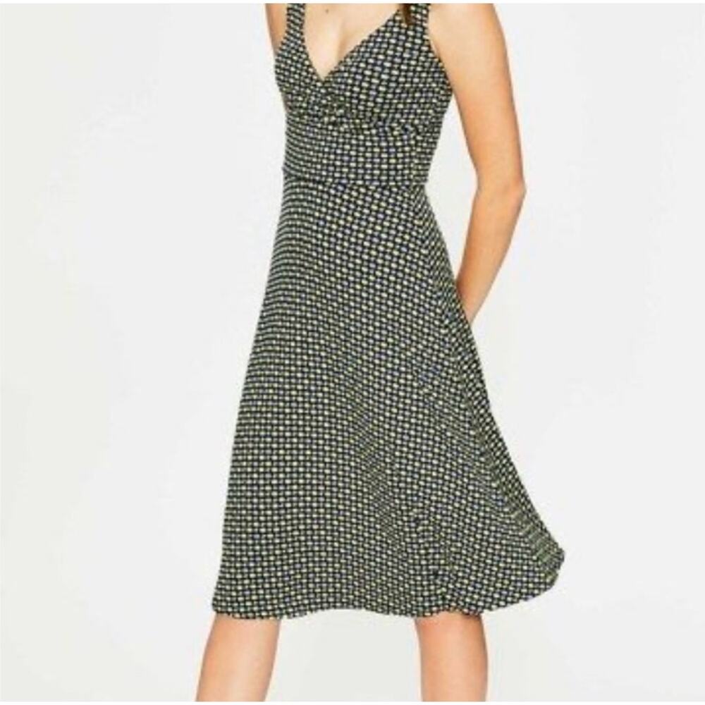 BODEN WILLA JERSEY WRAP NAVY GREEN APPLE PRINT DRESS Sz 16L Boho Feminine Flirty